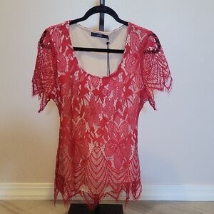 Chic Red Lace Blouse for Women
